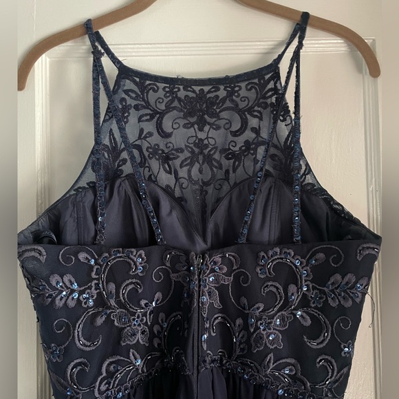 Mori Lee 21589 Navy floral embroidered Dress - Picture 4 of 6